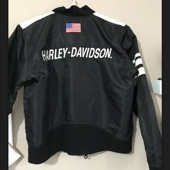 SOLD Harley-Davidson Black Bomber Jacket Nylon S - Picture 4 of 4